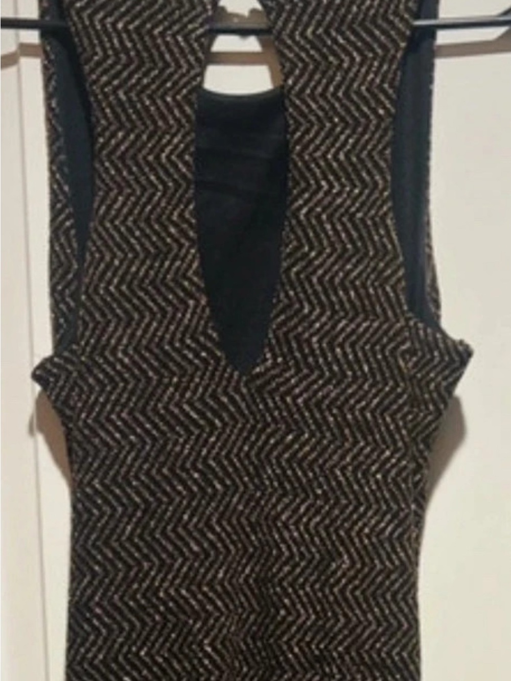 Windsor Black and Gold Metallic Zigzag Tank Top